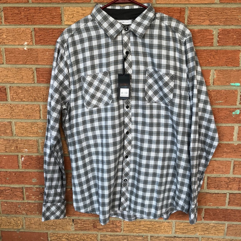 pd&c Gray and White Men’s Button Up Shirt LS NWT